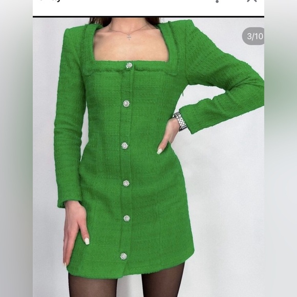Zara Women Dress, green color. - Picture 3 of 7